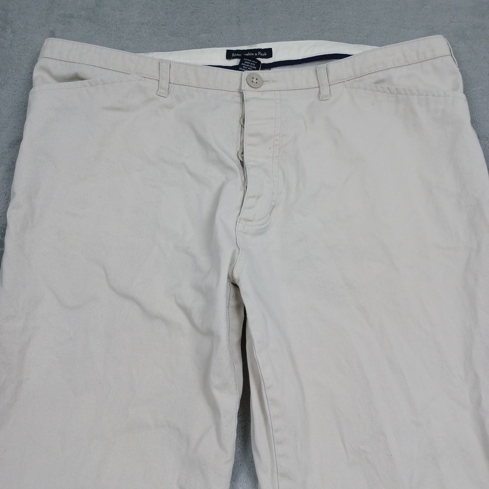 Vintage Abercrombie Fitch Pants Womens 14 Beige Wide Leg Y2K Pockets Preppy - Picture 2 of 10